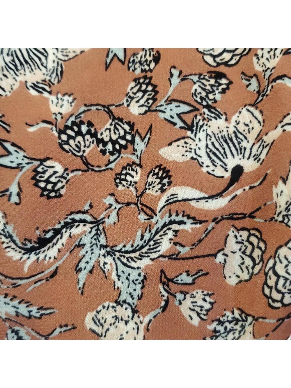 Max Studio Terracotta Floral Blouse with Tie Sleeves - Picture 8 of 8